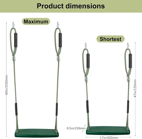 Miniatura 5 de Juego de columpio de plástico de repuesto resistente, con cuerda ajustable antideslizante para colgar columpio, accesorios para asiento de columpio