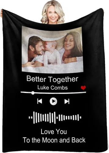 Miniatura 26 de Manta personalizada con fotos, texto, fotos personalizadas, mantas para adultos y niños, cumpleaños familiar, 1 foto, 50 x 40 pulgadas