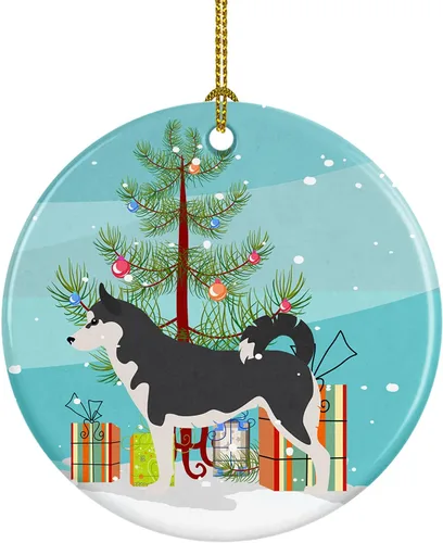 Miniatura 5 de Caroline's Treasures Bulldog inglés «Merry Christmas» adorno de cerámica para árbol de Navidad, decoración colgante para el hogar, Navidad, fiestas