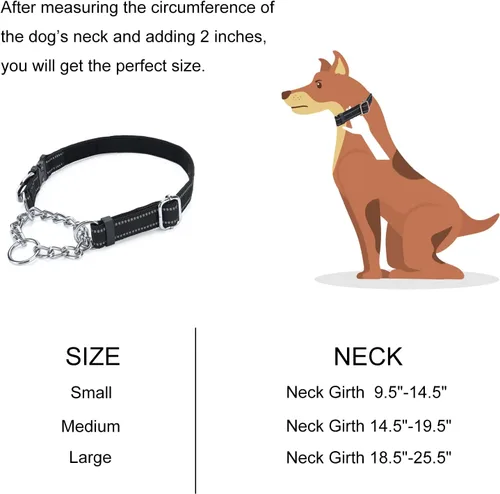 Miniatura 6 de Collar Martingala para perros, cadena reflectante de acero inoxidable, collar martingala ajustable de seguridad para perros pequeños, medianos y Rojo