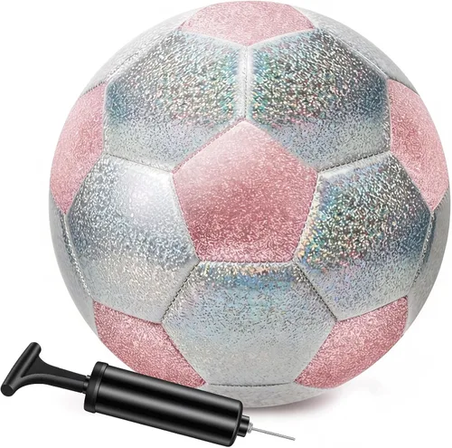 Miniatura 11 de Balón de fútbol dorado con purpurina con bomba y aguja, kit de pelota de fútbol para regreso a la escuela, regalos de cumpleaños, pelota