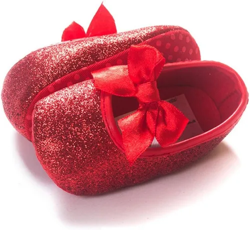 Miniatura 4 de RVROVIC Mocasines de princesa para bebé, zapatos brillantes de Mary Jane, zapatos de cuna de suela suave y ligera de primera calidad, zapatos