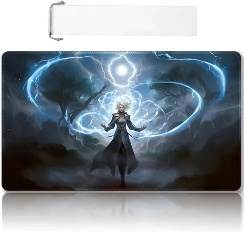 Miniatura 31 de Tapete de juego MTG cosido de alta calidad con zonas y parte trasera de goma antideslizante, tapete de juego TCG para MTG y otros juegos de cartas