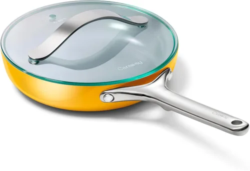 Miniatura 9 de Caraway Dúo de Sartenes de Cerámica con Tapas de Vidrio - Sartenes Antiadherentes (10.5" y 8") - No Tóxico, Libre de PTFE y PFOA - Apto para Horno