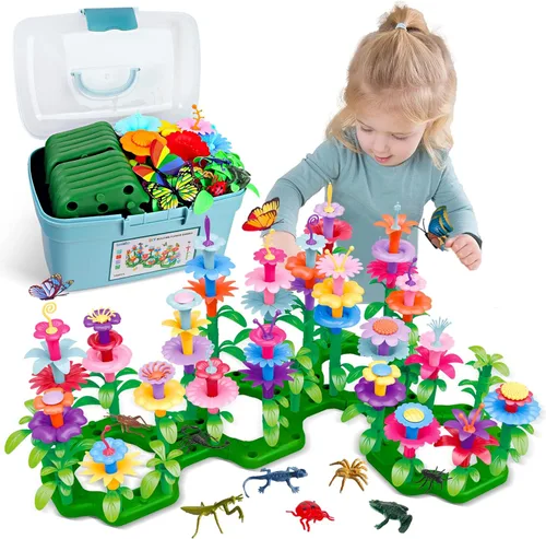 Miniatura 7 de Juguetes y regalos para niños pequeños niños y niñas de 2 3 4 5 6 años, bloques de construcción de jardín de flores de dinosaurio de 167 piezas