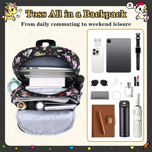 Miniatura 5 de Tokidoki Mochila con llavero Unicorno linda mochila de viaje para laptop para mujer, bolsa casual, mochila ligera, mochila de día