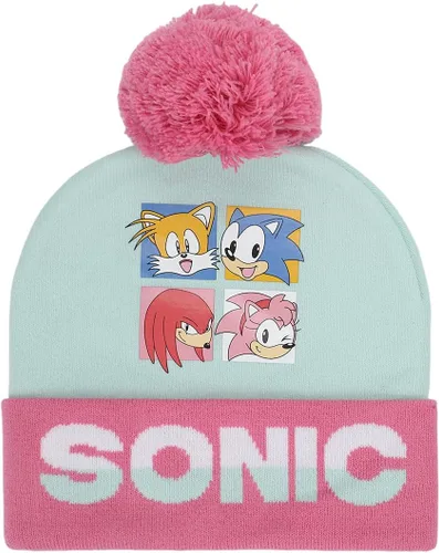 Miniatura 2 de Sonic The Hedgehog - Conjunto de gorro y guantes con puños para jóvenes color rosa y blanco, Multi colorido