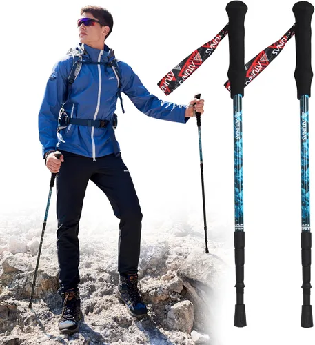 Miniatura 8 de ATUNAS Trekking Poles, 2-Pack Lightweight Aluminum Collapsible Hiking Sticks with EVA Grip and Quick Lock for Men and Women Marrón