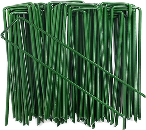 Miniatura 8 de Estacas de jardín galvanizadas de 6 pulgadas, grapas de césped verde tipo U para césped artificial, a prueba de óxido, estacas para asegurar vallas