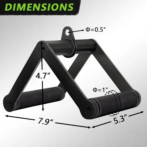 Miniatura 4 de Accesorio de cable de doble mango en D para entrenamiento con pesas, de acero con empuñadura de goma antideslizante (negro)