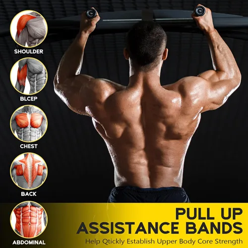 Miniatura 4 de HOXWC Bandas de Asistencia para Flexiones, Banda de Resistencia Ajustable de Alta Resistencia para Flexiones, 3 Bandas de Flexiones, Tejido Cómodo