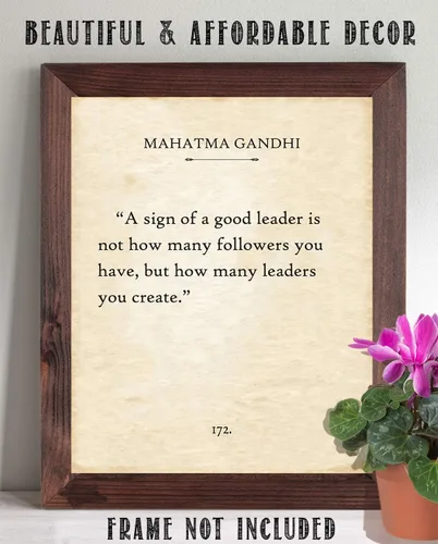 Miniatura 5 de Gandhi - Un signo de un buen líder – Cita de página de libro literario, impresión de página de libro de literatura inspiradora, regalo
