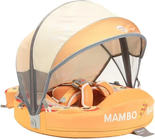 Mambobaby Flotador con dosel, flotadores de piscina para bebé, no inflables, flotadores de natación para bebé, flotadores de seguridad para pizza