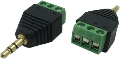 Miniatura 2 de CERRXIAN 0.138 in 3 polos audio estéreo vídeo macho a 3 tornillos hembra doble pista reemplazo auricular adaptador convertidor Balum sin soldadura