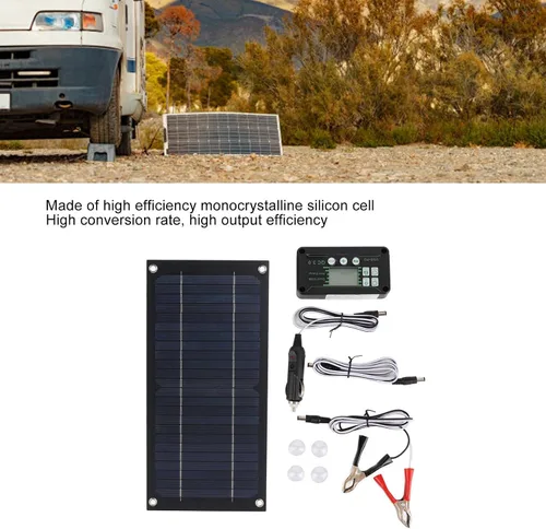 Miniatura 2 de Ejoyous Kit de panel solar, 600 W, cargador de panel solar monocristalino de silicio 100 A, kit de panel solar con cable de extensión, clip