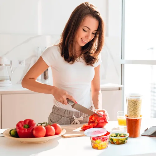 Miniatura 6 de Recipientes de almacenamiento de plástico con tapas [24 juegos] de 16 onzas – Contenedores de alimentos reutilizables para el hogar y los negocios