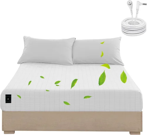 Miniatura 11 de Grounding Sheets - Sábana bajera ajustable de 39 x 75 x 15 pulgadas, 10% fibra plateada pura, sábanas de cama con tierra para mejorar el sueño
