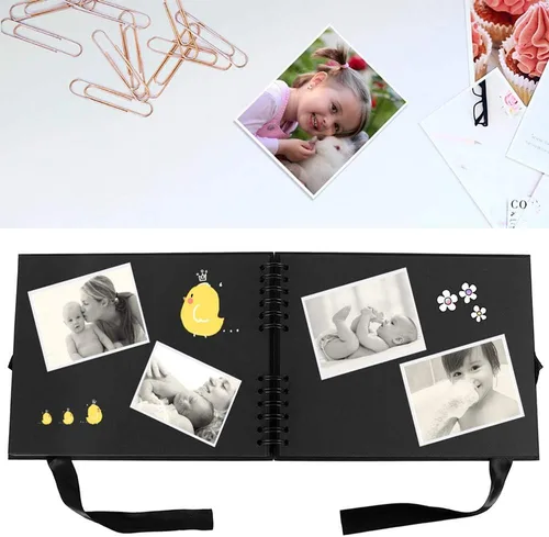Miniatura 7 de Rocutus Álbum de recortes, 11.6 x 8.3 pulgadas, kit de álbumes de recortes, 80 páginas negras, álbum de fotos, páginas de bricolaje, ideal