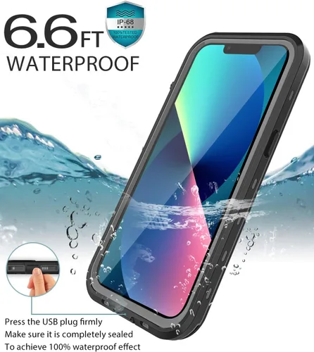 Miniatura 3 de Funda impermeable diseñada para iPhone 13 Mini, funda de cuerpo completo con protector de pantalla y protector de lente de cámara, a prueba