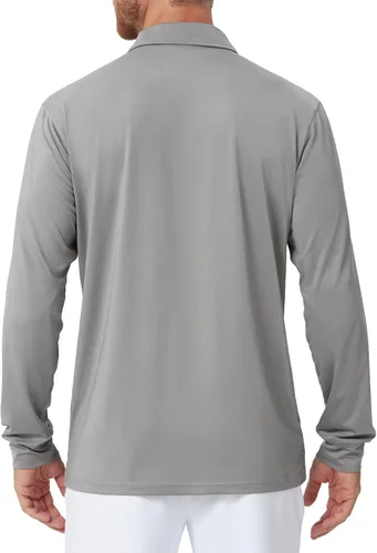 Miniatura 55 de NAVISKIN Camisas polo de manga larga para hombre, camisas de golf con cuello UPF 50 SPF para hombre, secado rápido, absorbe la humedad