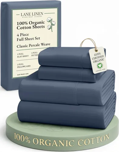 Miniatura 126 de LANE LINEN Sábanas 100% algodón orgánico para cama tamaño King, sábanas de percal suave, transpirables, de lujo, estilo hotelero, lavables a 09