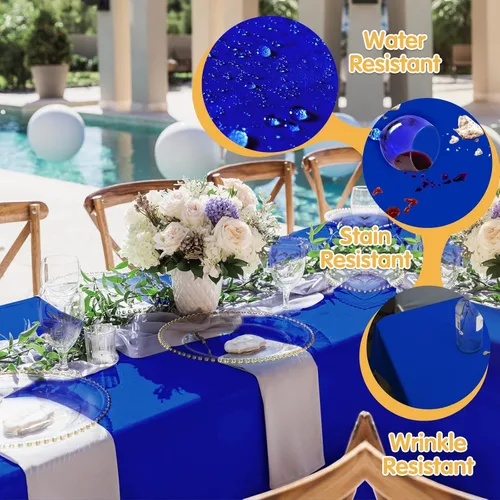 Miniatura 59 de BRILLMAX 6 Pack de Manteles Azul Marino para Mesas Rectangulares de 8 Pies 90 x 156 Pulgadas - 8 pies Mantel Rectangular a Granel de Lino