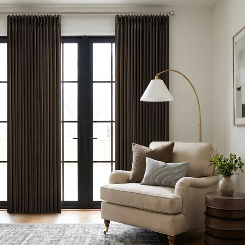 Miniatura 43 de TWODRAPES Cortinas de Lino Plisadas con Pinza Beige Blancas de 54 Pulgadas de Largo 2 Paneles para Comedor Cocina Dormitorio Plisadas Semi