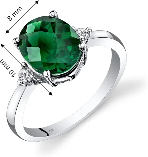 Miniatura 3 de Anillo de oro blanco de 14 quilates con diamantes de esmeralda de 2,50 quilates de corte ovalado