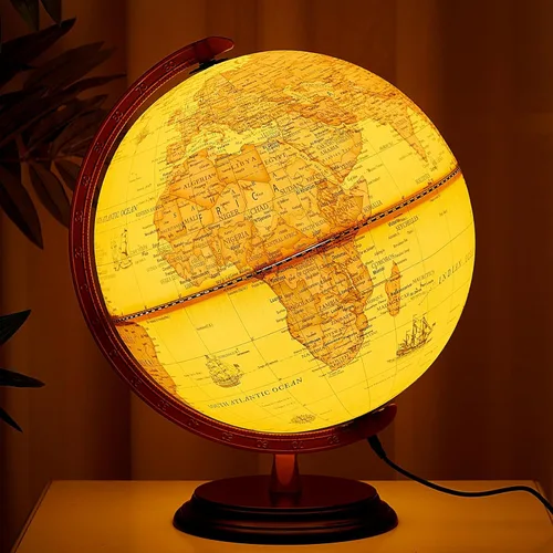 Miniatura 8 de Amylove – Globo mundial iluminado de 13'' para adultos, rotación de 720°/360°, globo reescribible con luz, con soporte, mapa del mundo para metal