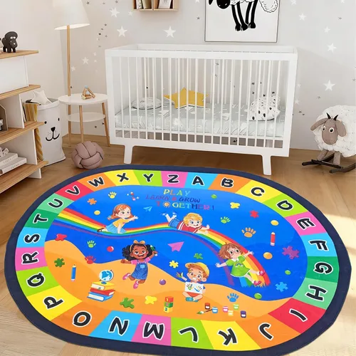 Miniatura 11 de USTIDE Alfombra ovalada para niños, 5 x 7 pulgadas, con letras del alfabeto ABC, alfombra educativa antideslizante, alfombra de juego para el aula