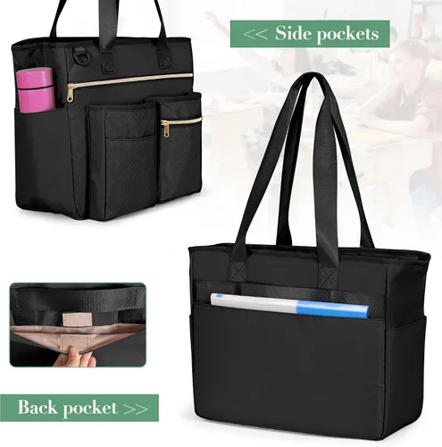 Miniatura 6 de Fasrom Bolsa de mano para profesores para mujeres de trabajo, bolsa grande para profesores con funda acolchada para laptop de hasta 15.6 pulgadas