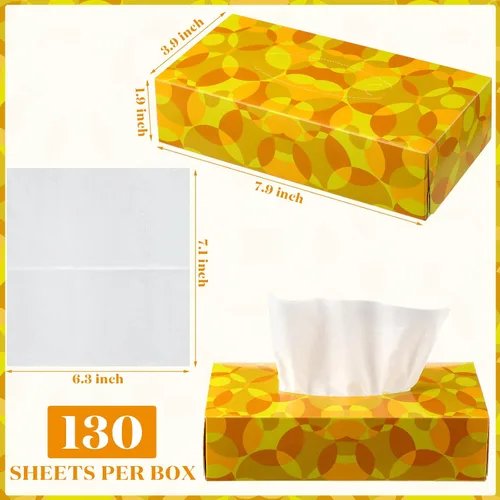 Miniatura 3 de Yinder 12 paquetes de 1560 hojas de pañuelos faciales suaves, caja de 2 capas, 130 hojas por caja, pañuelos faciales para el hogar, ajuste a granel