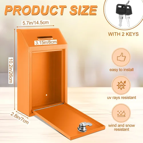 Miniatura 2 de Yaocom Caja de dinero de metal para donación de dinero para colección de soportes de granja, caja de sugerencias segura con candado montado