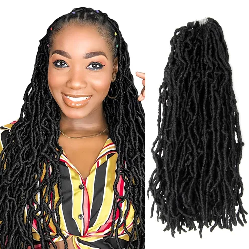 Miniatura 18 de Niseyo Rastas de pelo sintético de ganchillo de 24 pulgadas, 6 paquetes de extensiones de cabello sintético lacio de ganchillo largo