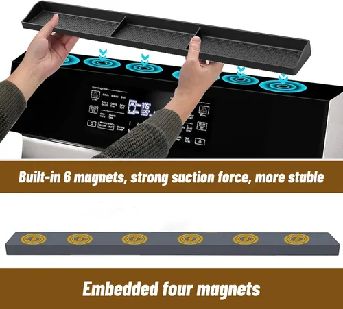 Miniatura 5 de mumisuto Estante superior de silicona para estufa de 30 pulgadas, estante magnético para estufa de cocina, suave, flexible, fuerte, magnético