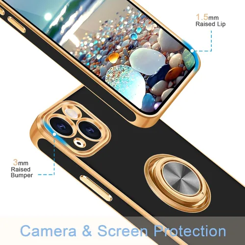 Miniatura 2 de Fingic Funda para iPhone 14 [con soporte de anillo de 360°] [Soporte magnético para automóvil] Funda de teléfono con soporte para teléfono