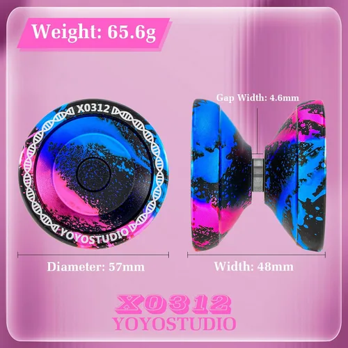 Miniatura 5 de YOYOSTUDIO X0312 Yoyo de Giro con Dedo Profesional y Trucos para Niños de 8 a 12 años, Yoyo de Metal para Niños y Adultos con Kit de Rodamientos