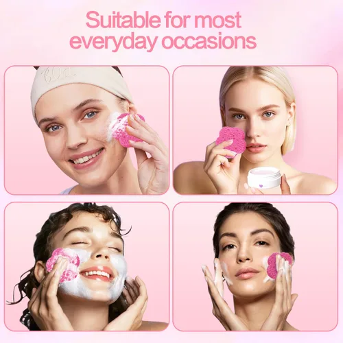 Miniatura 6 de 50 esponjas faciales comprimidas, esponjas faciales naturales, esponjas exfoliantes con forma de flor, reutilizables, el mejor regalo de maquillaje