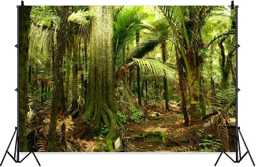 Miniatura 4 de Laeacco Telón de fondo de fotografía de bosque de selva de 10 x 6.5 pies, crecimiento exuberante, helecho, tropical, bosque tropical, vegetación