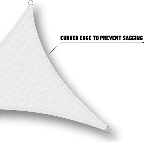 Miniatura 4 de SUNNY GUARD Vela de Sombra Impermeable 16' x 16' x 16' Triángulo Blanco Bloqueo UV Parasol para Patio Trasero Jardín Terraza Patio Actividades al