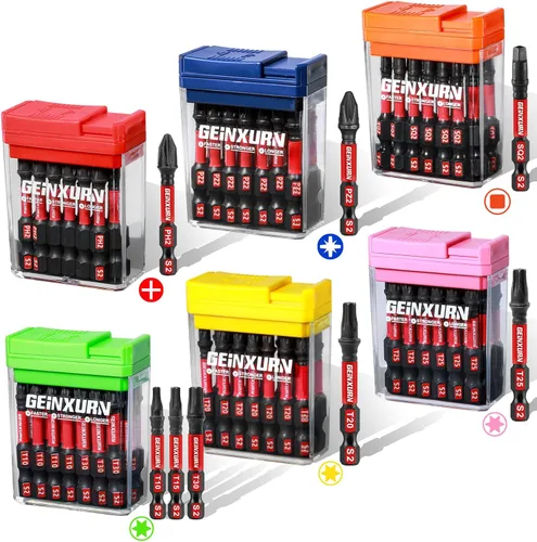 Miniatura 21 de Geinxurn Juego de Puntas de Destornillador de Impacto #2 Phillips, 43 piezas Brocas Magnéticas PH2 (1" y 2") S2 de Acero con Caja de Almacenamiento