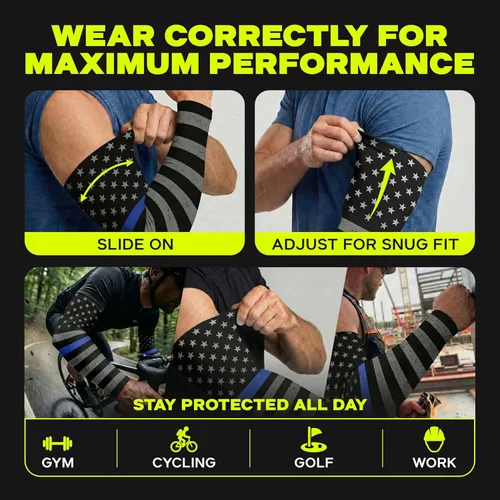 Miniatura 7 de ARMORAY Mangas de brazo para hombres y mujeres, protección solar UV, cubierta de tatuajes, manga deportiva para golf, correr, fútbol Bandera
