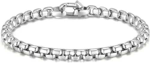 Miniatura 8 de VNOX Box Chain Bracelet for Men Women - Simple Metal Mens Bracelets Square Rolo Link Round Box Chain Black Stainless Steel Bracelets Jewelry Gifts