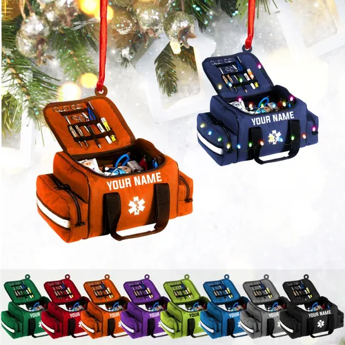 Miniatura 14 de Adorno de Navidad paramédico EMS personalizado, decoración de árbol con nombre personalizado para socorristas, profesionales médicos, regalo