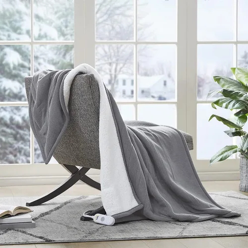 Serta - Manta de vellón sherpa reversible, ultrasuave y tejida, manta térmica, manta eléctrica; cómoda, agradable y abriga y protege del frío, con
