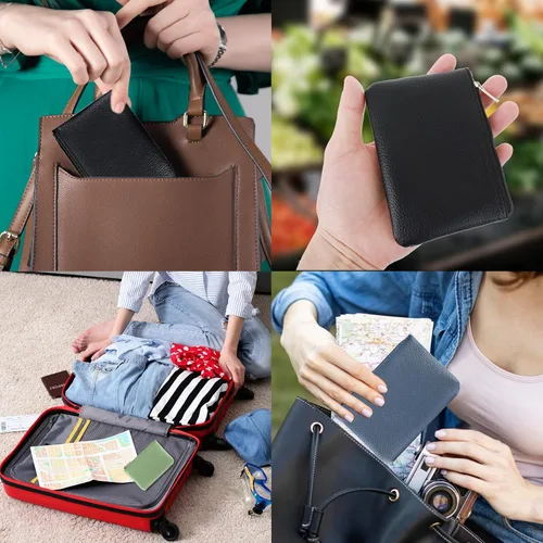 Miniatura 15 de simarro Monedero de cuero con cremallera, monedero de PU con patrón de lichi, monedero portátil para cambio, mini monedero, bolsillo para monedas