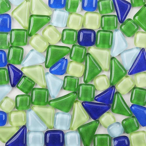 Miniatura 17 de Azulejos de mosaico de 7.05 oz, paquete de azulejos de mosaico de vidrio de cristal, suministros para decoración del hogar, manualidades, platos