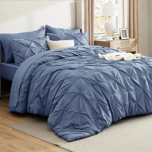 Miniatura 15 de Bedsure - Juego de edredón tamaño matrimonial verde azulado - Juego de ropa de cama tamaño matrimonial en una bolsa de 7 piezas, juego de cama 14