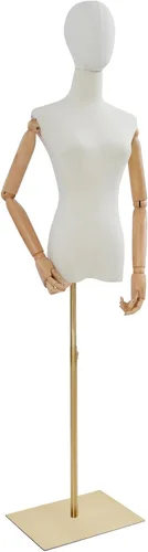 Miniatura 5 de Torso de maniquí femenino, 55-80 pulgadas de altura ajustable, cuerpo de maniquí con soporte de metal para coser y exhibir tiendas, dorado