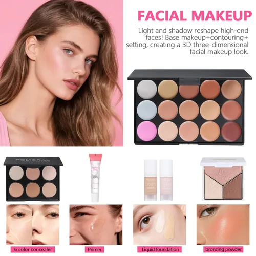 Miniatura 4 de Kit completo de maquillaje para mujeres, juego de maquillaje para niñas, adolescentes, mujeres, set de regalo de maquillaje con paleta de sombras